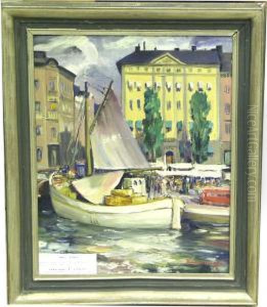 Stockholmsmotiv. Oil Painting by Carl Einar, Figge Fredriksson