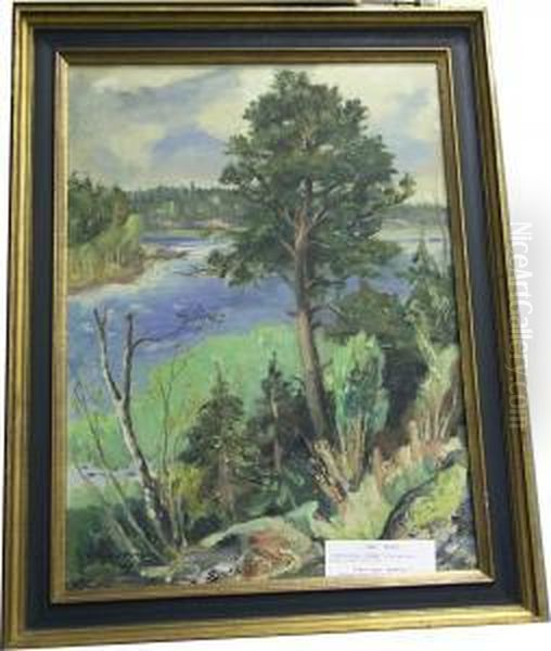 Tallen Vid Backen. Oil Painting by Carl Einar, Figge Fredriksson