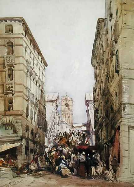 The Rialto, August 1846 Oil Painting by William Callow