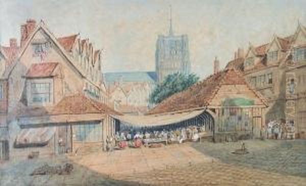 The Fishmarket, Norwich Oil Painting by Will. Philip Barnes Freeman