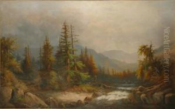 Breaking Light In The Mountains Oil Painting by William Frefichs