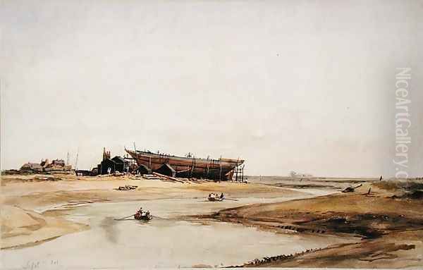 Ship Building Oil Painting by William Callow