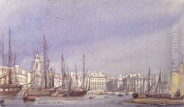 Marseilles, Shipping in the Inner Harbour, 28th July 1836 Oil Painting by William Callow