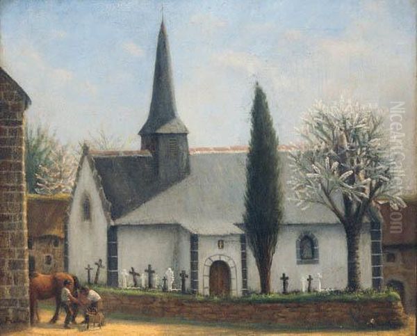 Chapelle Bretonne Au Printemps Oil Painting by Jean Frelaut