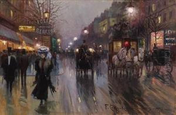 Rue De Paris Oil Painting by Frederick, Fred French