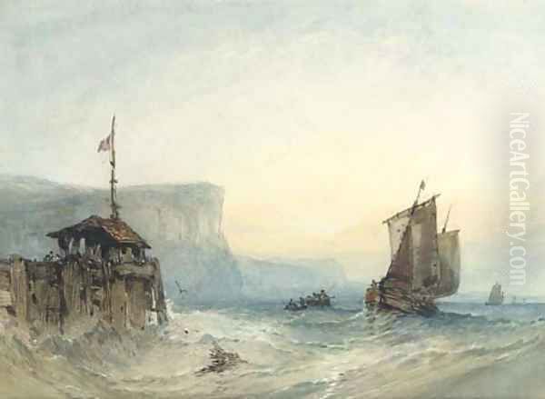 Dawn Shipping off Dover Oil Painting by William Callow