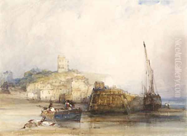 Fishing vessels at Broadstairs, Kent Oil Painting by William Callow