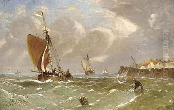 Leaving harbour Oil Painting by William Callow