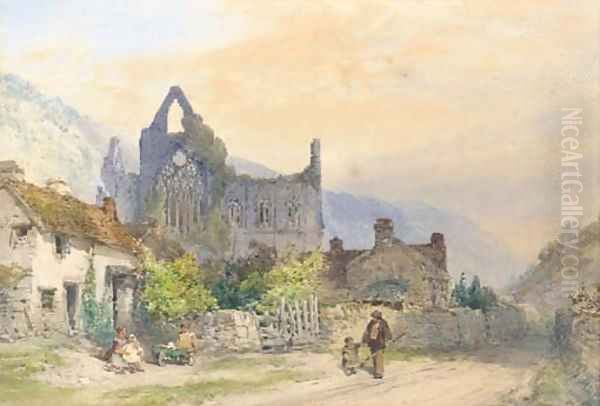 Tintern from the village Oil Painting by William Callow