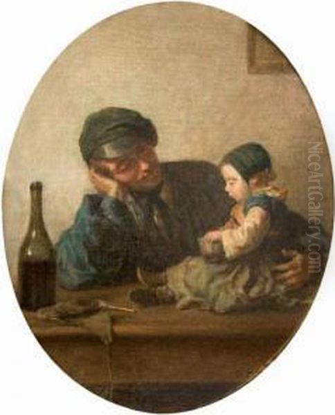  Le Pere Et Son Enfant, 1892  Oil Painting by Edouard Frere