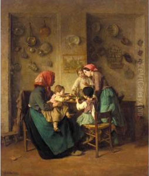 Le Repas Du Matin Oil Painting by Edouard Frere