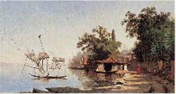 Constantinople, Pecheur Au Bord Du Bosphore Oil Painting by Edouard Frere