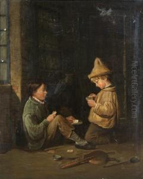 The Card Players Oil Painting by Edouard Frere