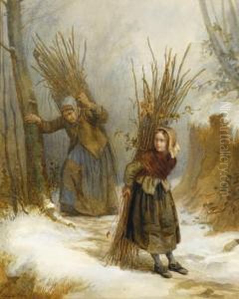 Gathering Sticks Oil Painting by Edouard Frere