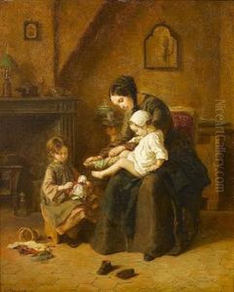 Getting Dressed Oil Painting by Edouard Frere