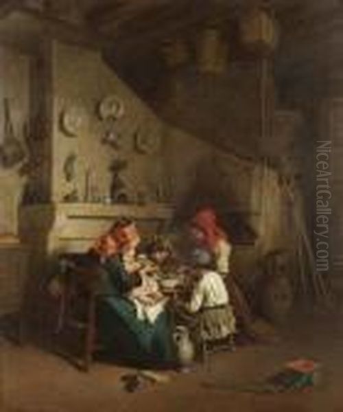 Supper Time Oil Painting by Edouard Frere