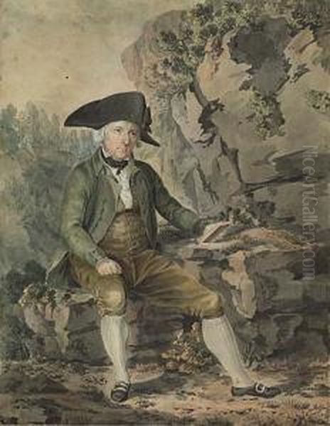 Portrait Of A Gentleman Seated In A Landscape Oil Painting by Sigismond Freudenberger