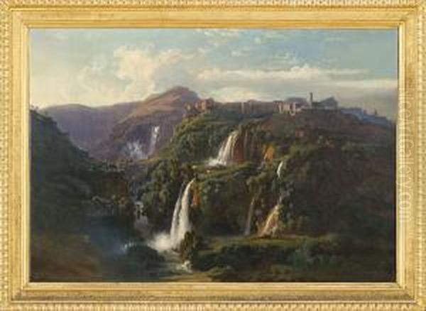 Veduta Delle Cascate Di Tivoli Oil Painting by Johann Jakob Frey