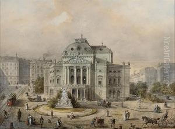 The Volkstheater, Vienna Oil Painting by Johann Wilhelm Frey