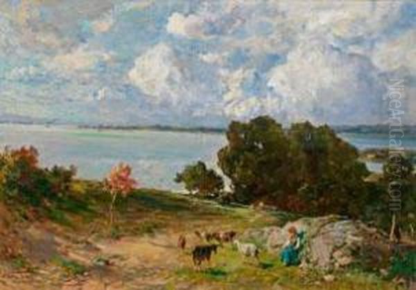 Blick Auf Die Die Insel Reichenau Oil Painting by Wilhelm Frey