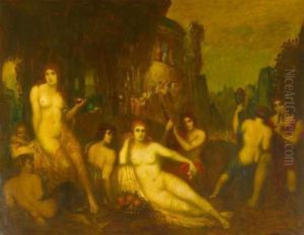 Olympisches Fest Oil Painting by Adolf Frey-Moock