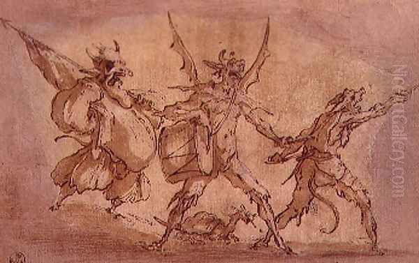 Devil Musketeers Oil Painting by Jacques Callot