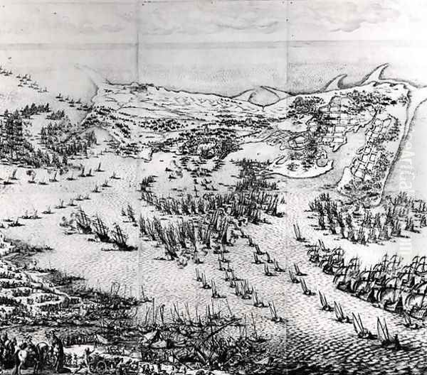 The Siege of the Citadel of Saint-Martin-de-Re in 1627, 1628-31 Oil Painting by Jacques Callot