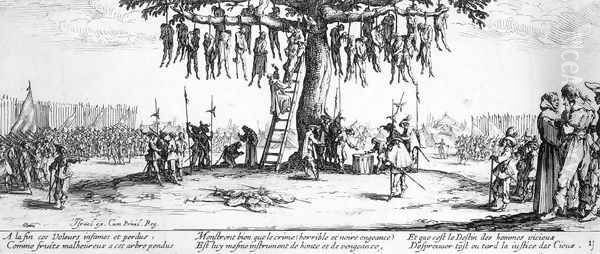 Scene from the Grandes Misères de la Guerre 1633 Oil Painting by Jacques Callot