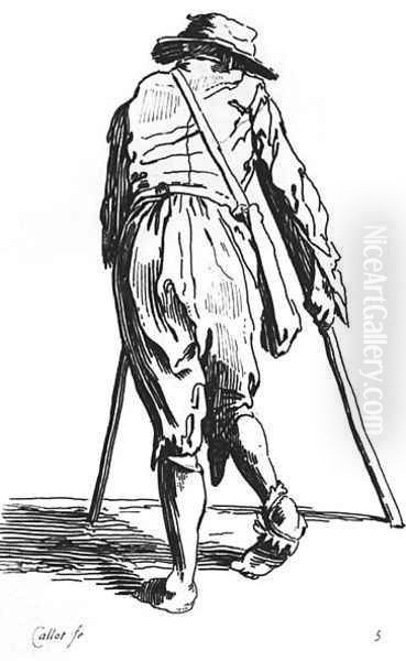 Beggar on his crutches, from behind Oil Painting by Jacques Callot