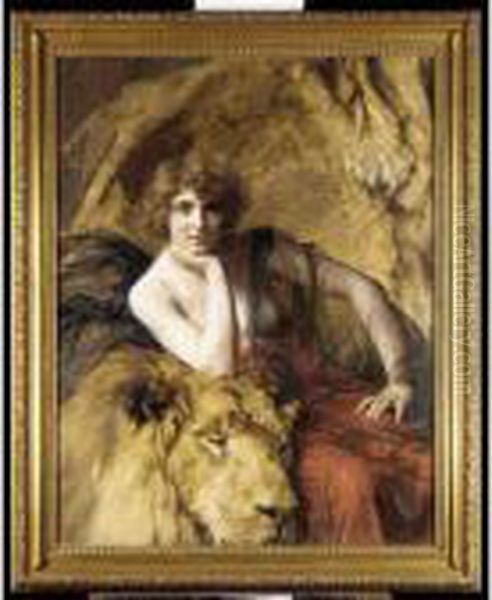 Woman With A Lion Oil Painting by Emile Friant