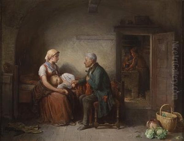 The Physician Oil Painting by Friedrich V. Malheim Friedlaender