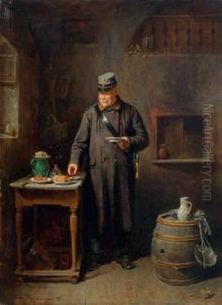 La Gratitudine Del Veterano Oil Painting by Friedrich V. Malheim Friedlaender