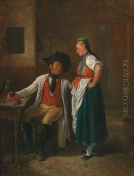 Nella Stanza Del Soggiorno Oil Painting by Friedrich V. Malheim Friedlaender