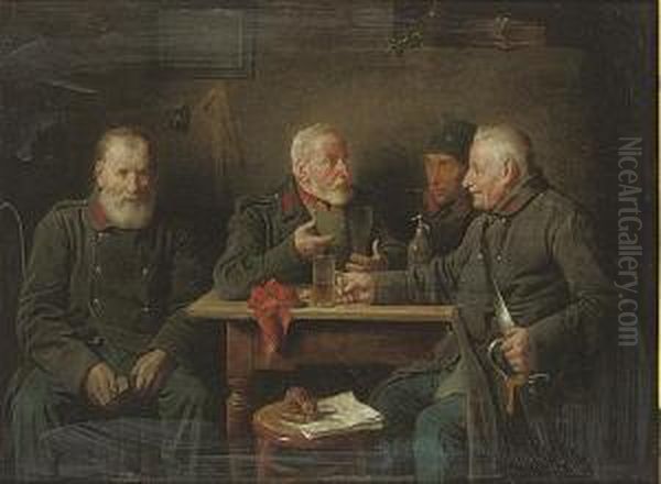 Old Friends Oil Painting by Friedrich V. Malheim Friedlaender