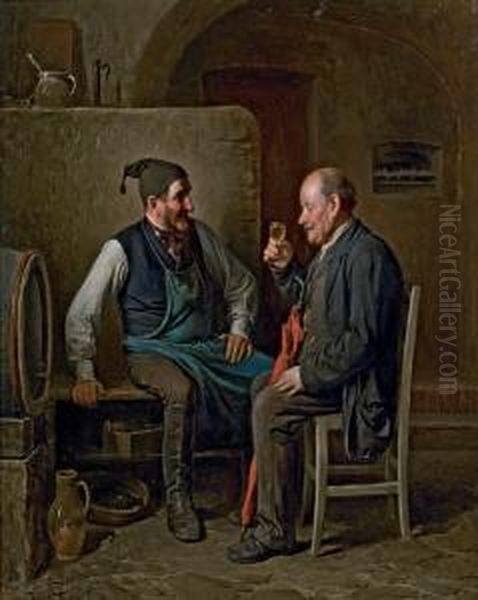 Bei Der Weinverkostung Oil Painting by Friedrich V. Malheim Friedlaender