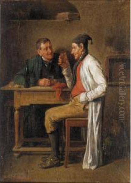 Drinking Friends Oil Painting by Friedrich V. Malheim Friedlaender