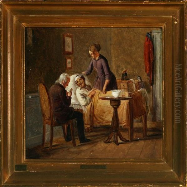 Wounded Soldier Oil Painting by Julius Friedlaender