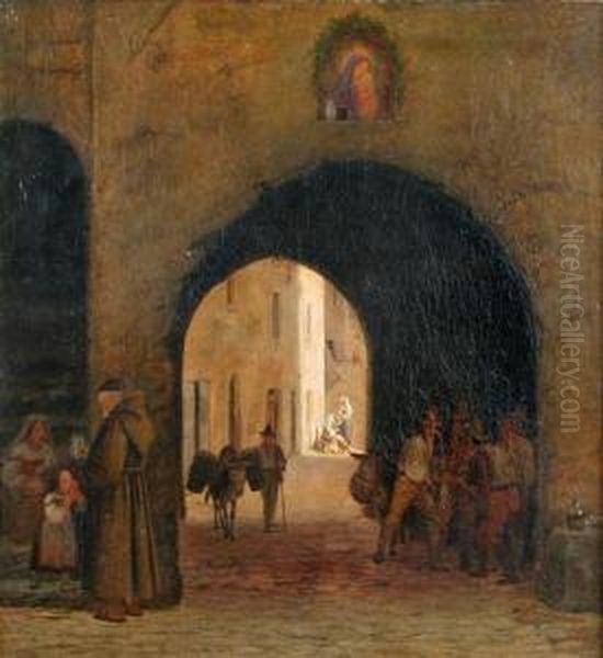 Street Scene In Rome Oil Painting by Julius Friedlaender