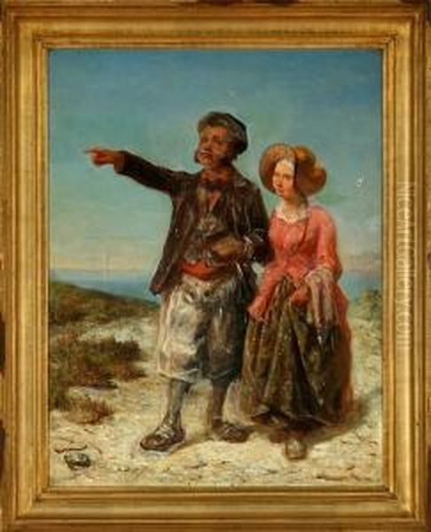 A Couple On The Beach Oil Painting by Julius Friedlaender