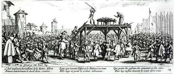 The Wheel, plate 14 from 'The Miseries and Misfortunes of War' 1633 Oil Painting by Jacques Callot