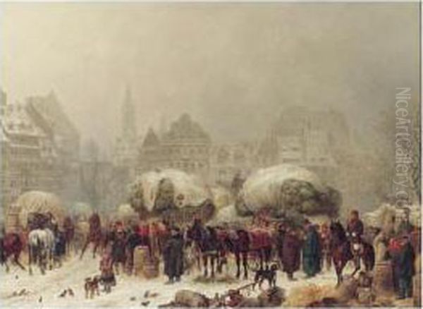 At The Horse Fair Oil Painting by Gustav Adolf Friedrich