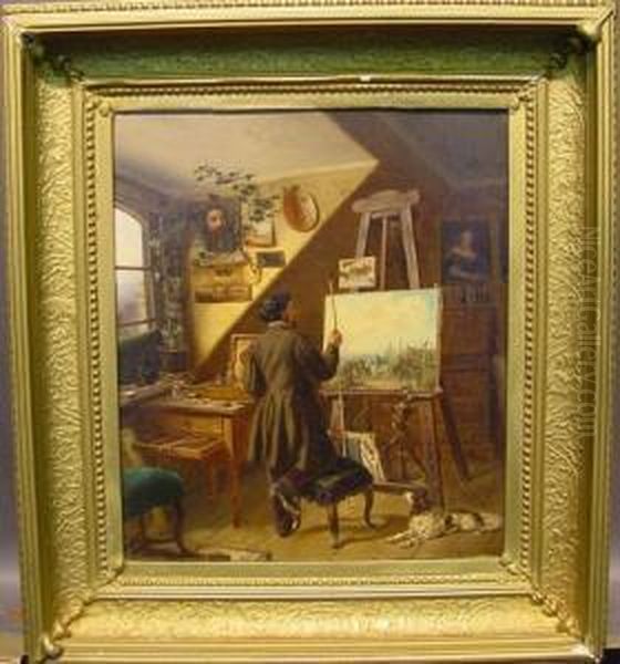 Painting 'the Horse Fair' In The Artist's Studio Oil Painting by Gustav Adolf Friedrich