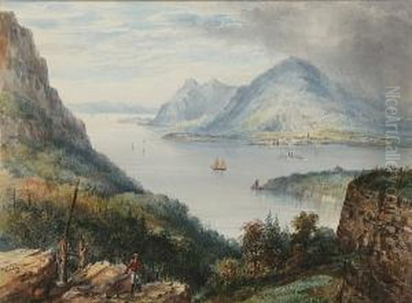 The Hudson River From Fort Putnam, New York State Oil Painting by Washington F. Friend