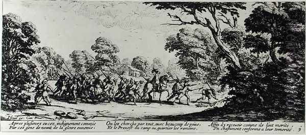 The Discovery of the Brigands, plate 9 from 'The Miseries and Misfortunes of War' 1633 Oil Painting by Jacques Callot