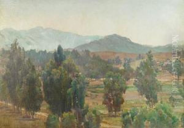 Houses In Escondido Valley Oil Painting by Charles Arthur Fries