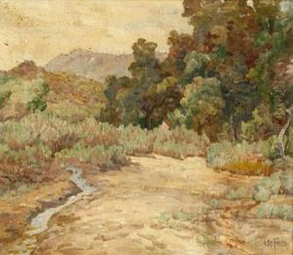 Irrigating Ditch On Cuipipua (sic) Indian Reservation Oil Painting by Charles Arthur Fries