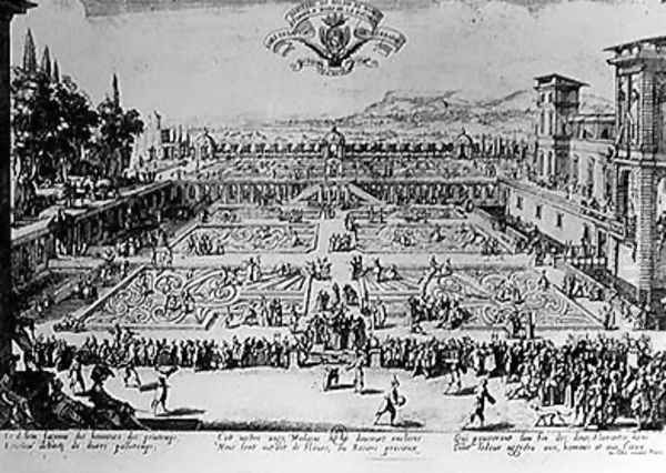 The Garden at the Palais de Nancy, dedicated to the Duchess of Lorraine, 1624 Oil Painting by Jacques Callot