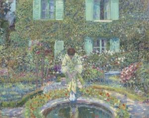 The Garden Pool Oil Painting by Frederick Carl Frieseke