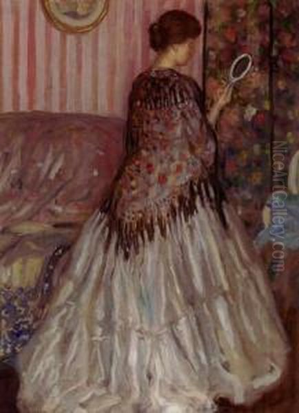 Black Shawl Oil Painting by Frederick Carl Frieseke