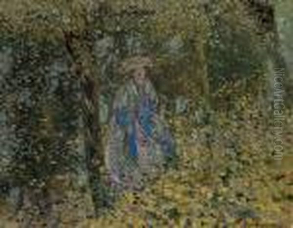 Signed F.c. Frieseke, L.r. Oil Painting by Frederick Carl Frieseke